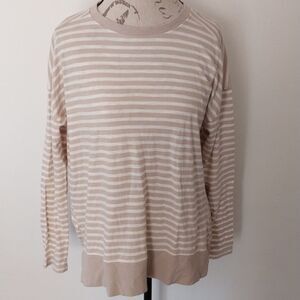 Lou & Grey Blouse Tan Striped Women's Large